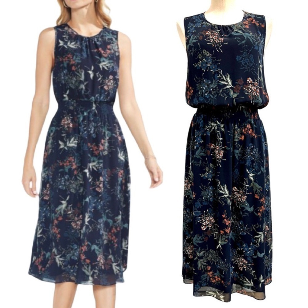 Vince Camuto Sleeveless Navy Floral Dress